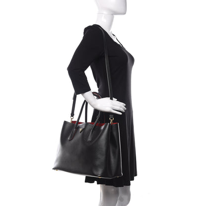 Prada Saffiano Cuir Medium Double Bag Black Fuoco 2 of 10