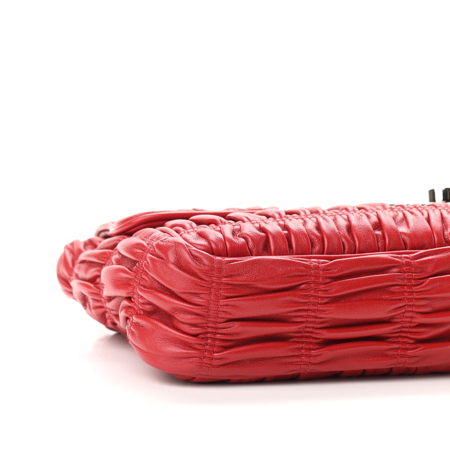 Nappa Gaufre Medium Sound Flap Shoulder Bag Black