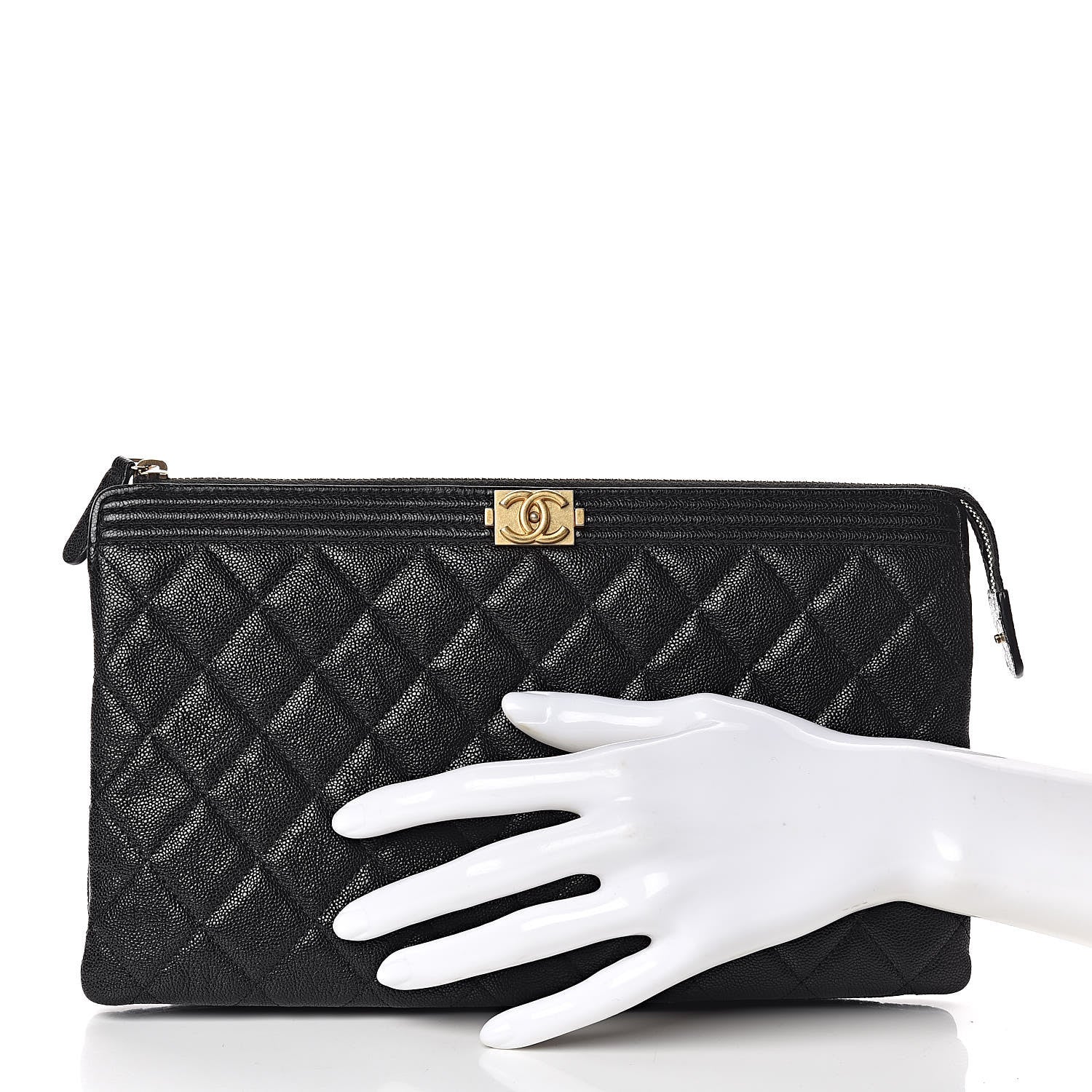Chanel Caviar Quilted Small Zipped Boy Pouch Black 2 of 11