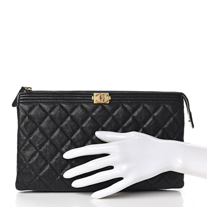 Chanel Caviar Quilted Small Zipped Boy Pouch Black 2 of 11