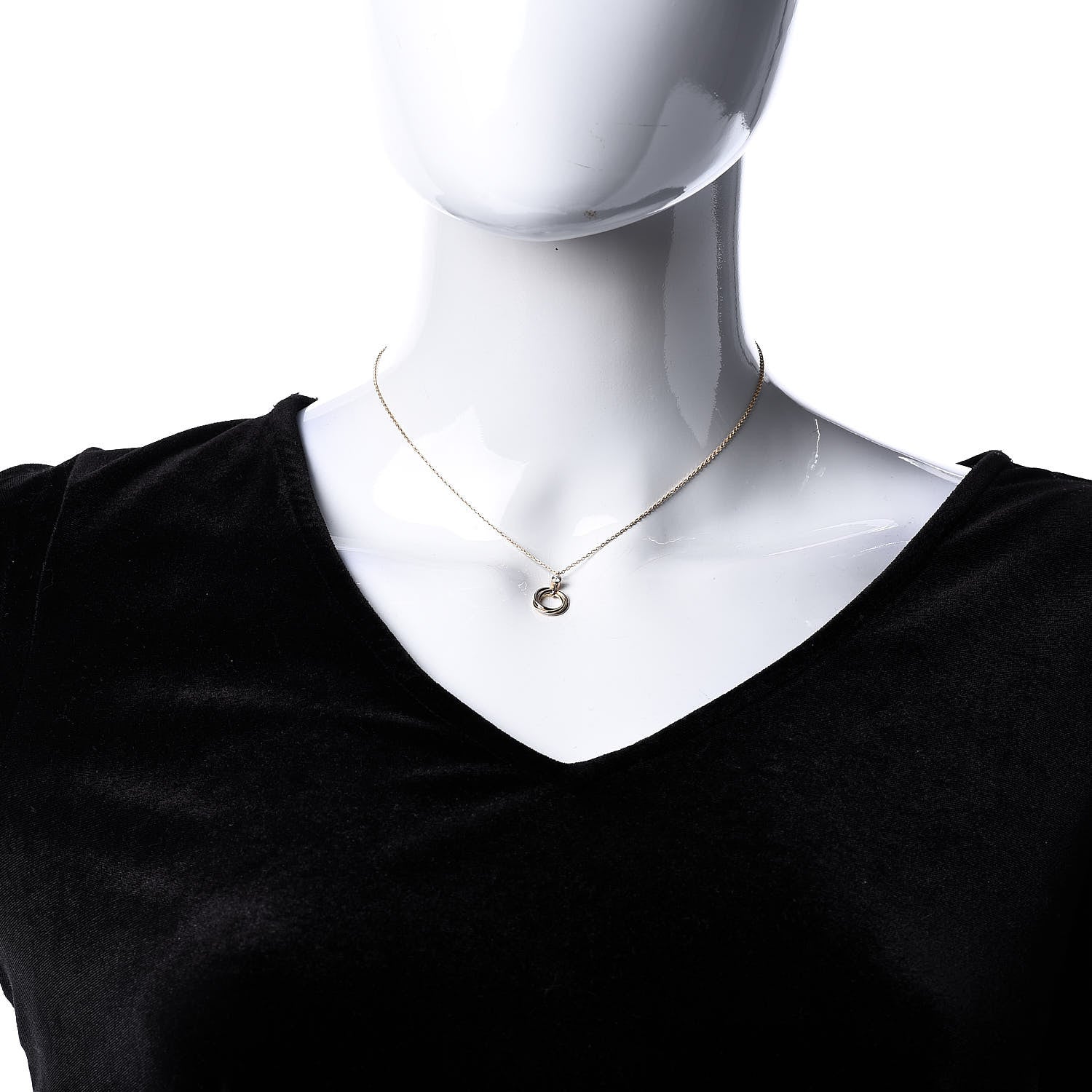 Cartier 18K Pink Yellow White Gold Diamond Trinity Pendant Necklace 2 of 5