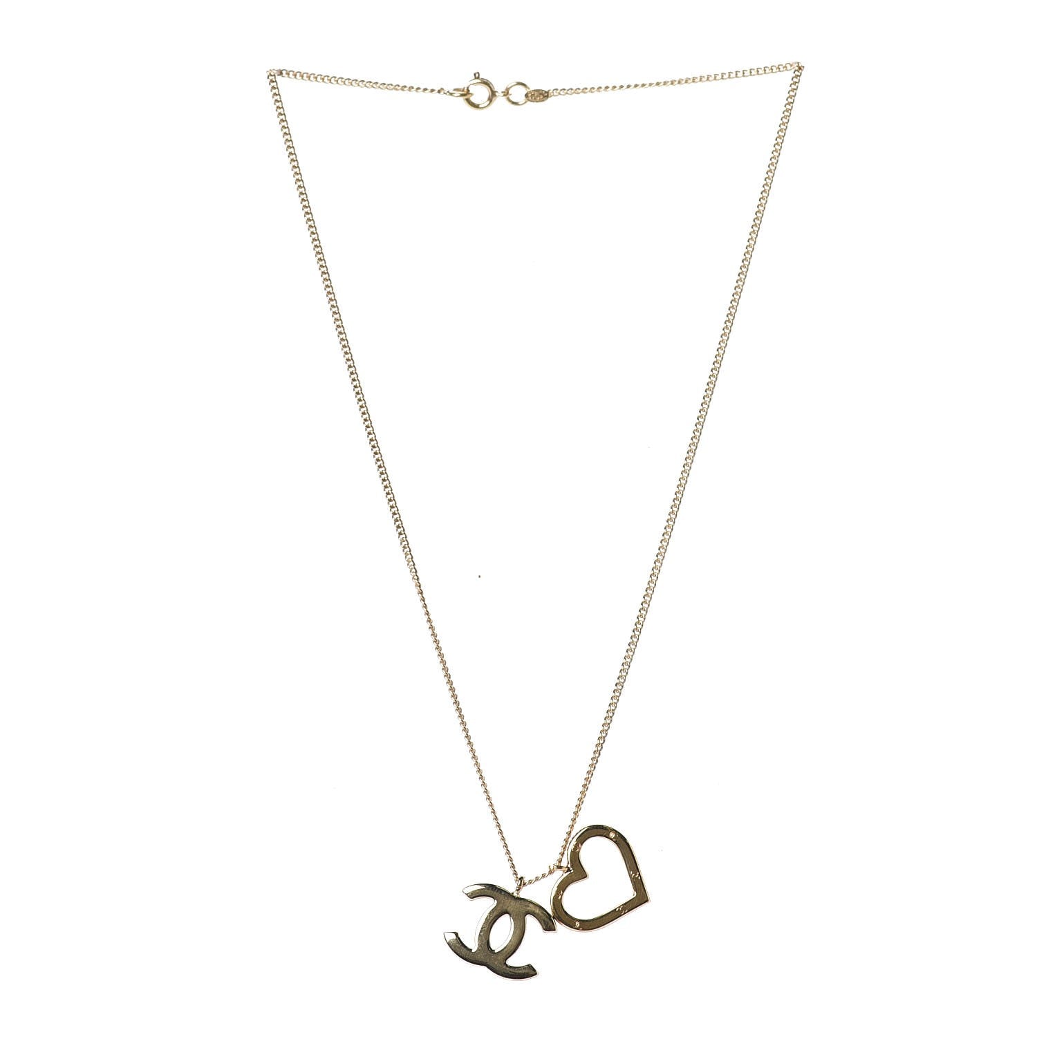 Chanel CC Heart Necklace Gold 1 of 6