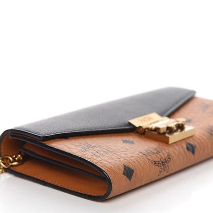 MCM Visetos Large Patricia Wallet On Chain Cognac Black 6 of 10