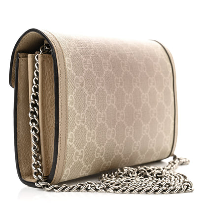 Gucci GG Supreme Monogram Textured Dollar Calfskin Mini Dionysus Chain Wallet Beige Mystic White Oatmeal 3 of 13