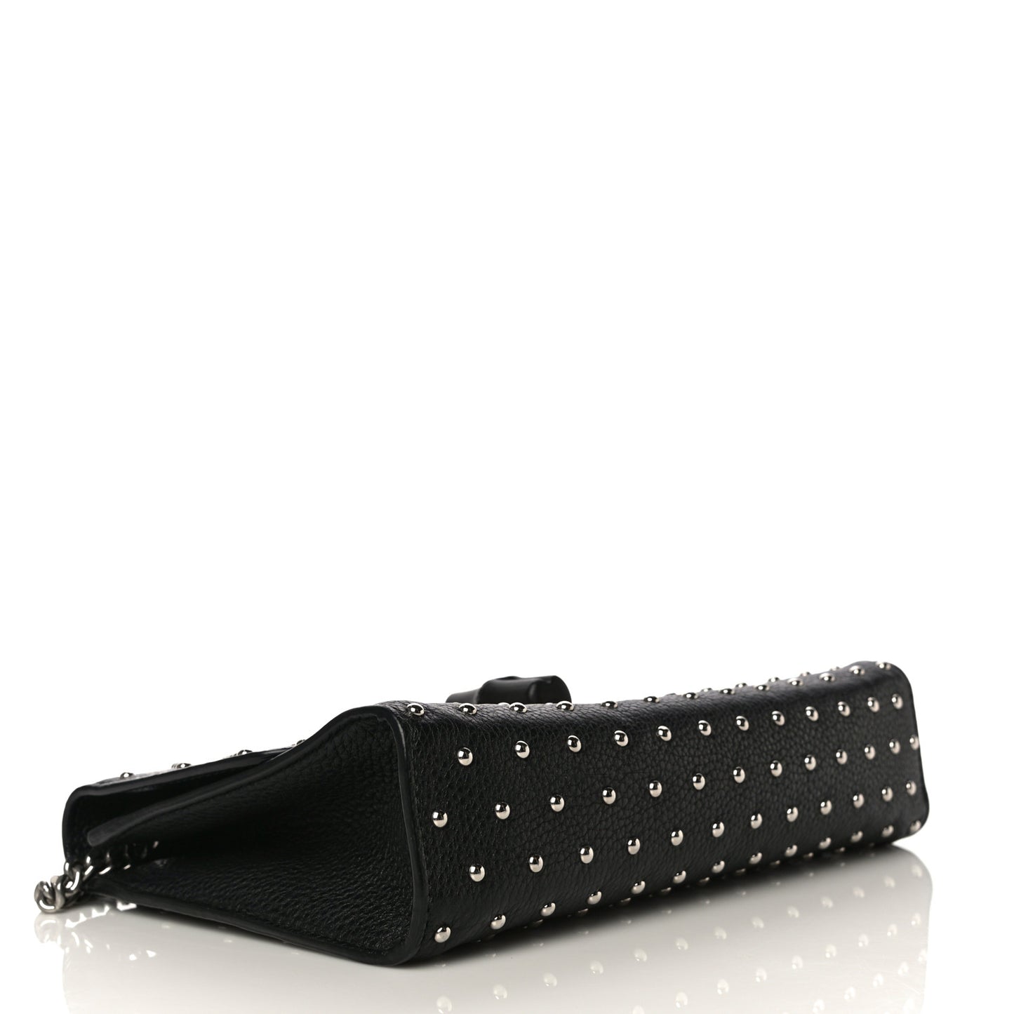 Calfskin Studded Medium Miss Bamboo Shoulder Bag Black