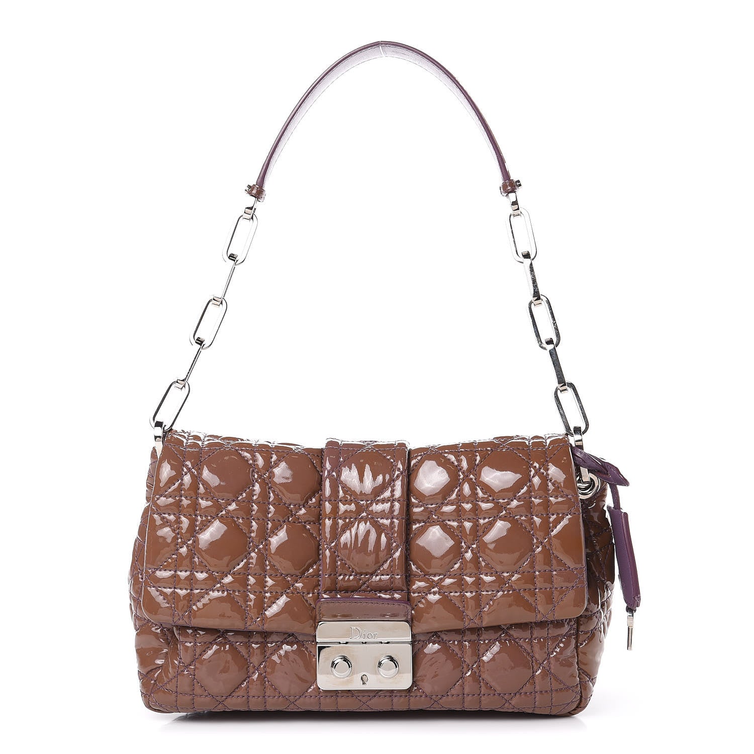 Christian Dior Patent Cannage New Lock Flap Purple 1 of 16