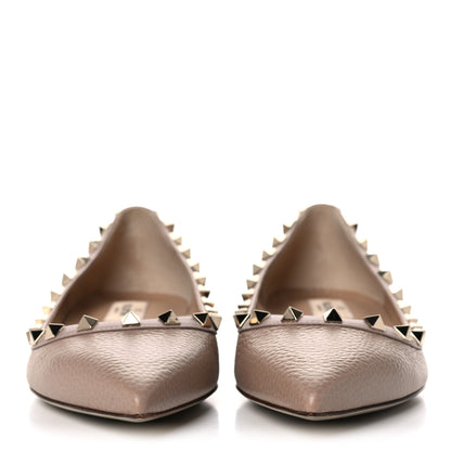 Valentino Garavani Pebbled Calfskin Rockstud Ballerina Flats 39 Poudre 2 of 8