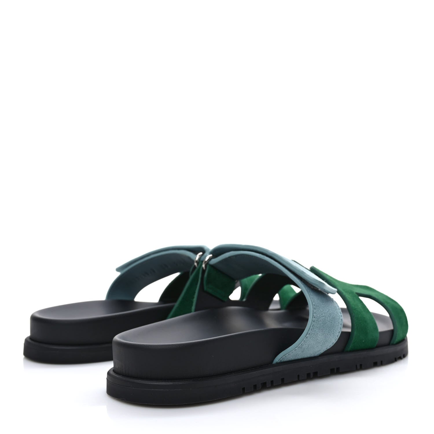 Hermes Suede Goatskin Womens Chypre Sandals 38 Vert Cactus Vert d'eau 38 4 of 8
