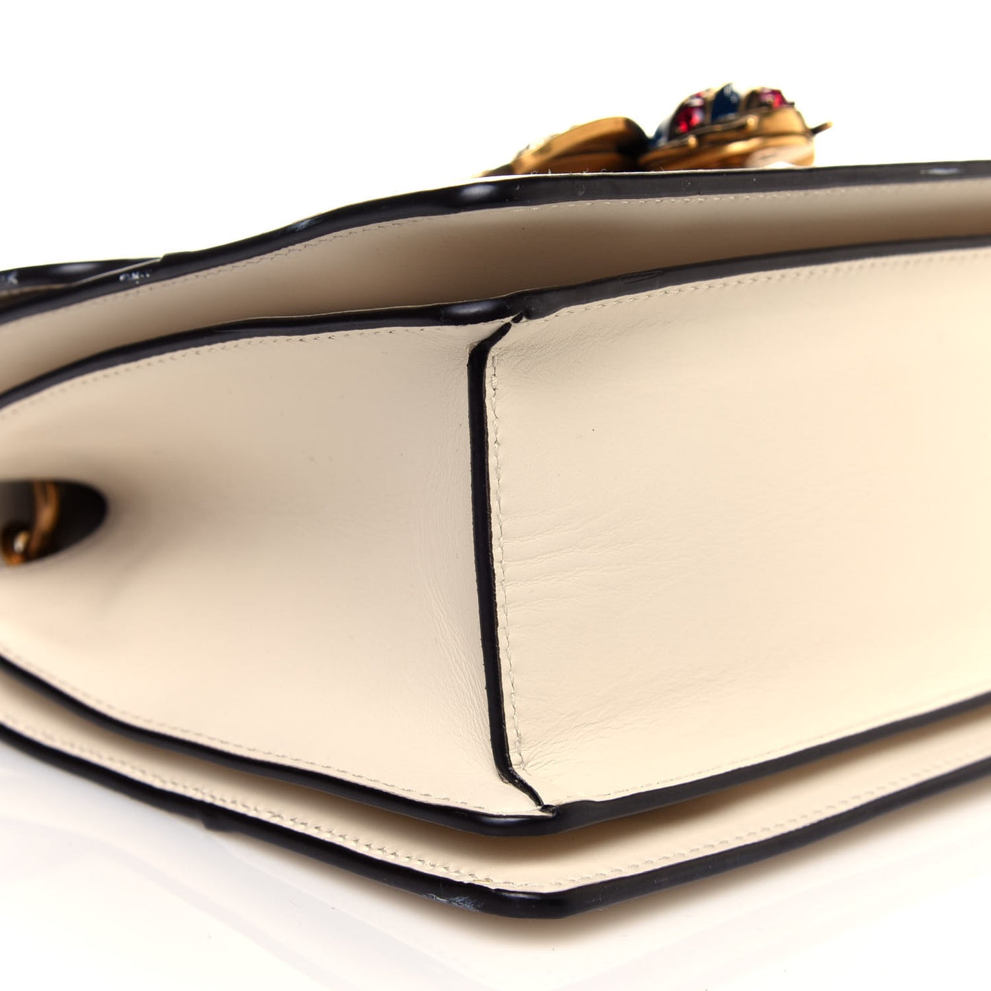 Calfskin Sylvie Web Small Queen Margaret Top Handle Bag White