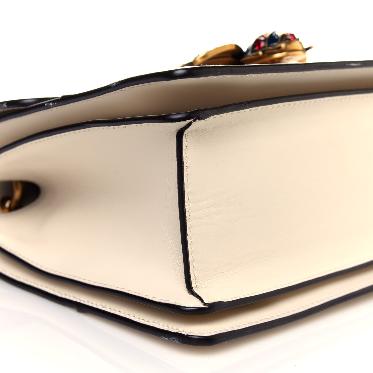 Gucci Calfskin Sylvie Web Small Queen Margaret Top Handle Bag White 8 of 12
