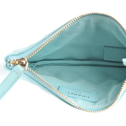 Chanel Caviar Quilted Small Cosmetic Case Light Blue 5 of 9