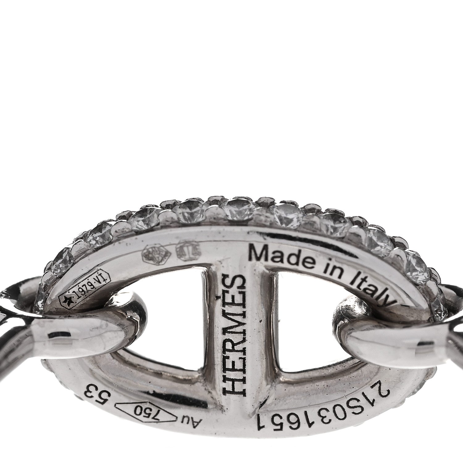 Hermes 18K White Gold Diamond New Farandole Ring 53 6.25 4 of 4