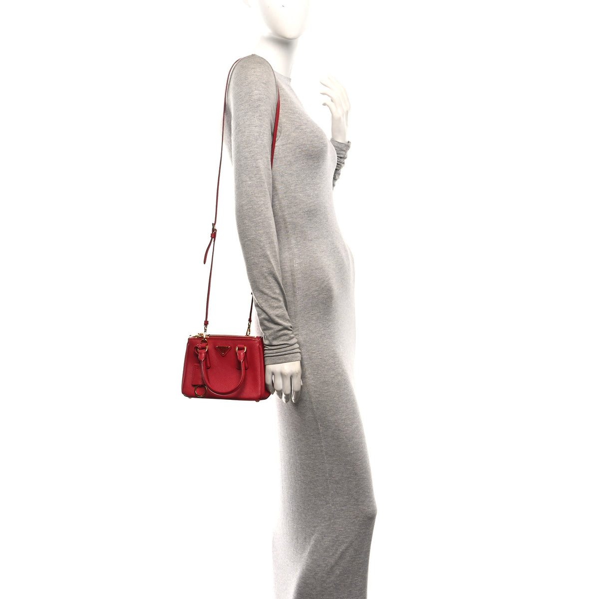 Prada Saffiano Micro Galleria Double Zip Tote Fuoco 2 of 10