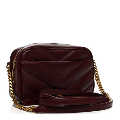 Saint Laurent Lambskin Chevron Quilted Mini Loulou Camera Bag  Rouge Cabernet 3 of 10