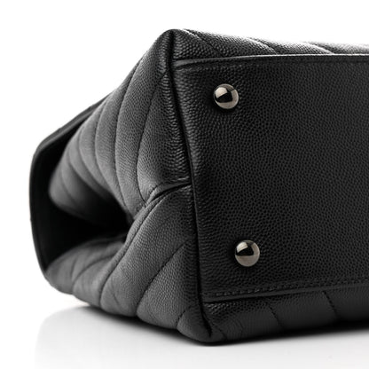 Chanel Caviar Chevron Quilted Small Coco Handle Flap So Black 10 of 12