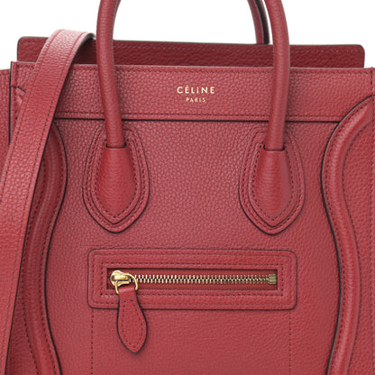 Celine Drummed Calfskin Nano Luggage Ruby 8 of 10