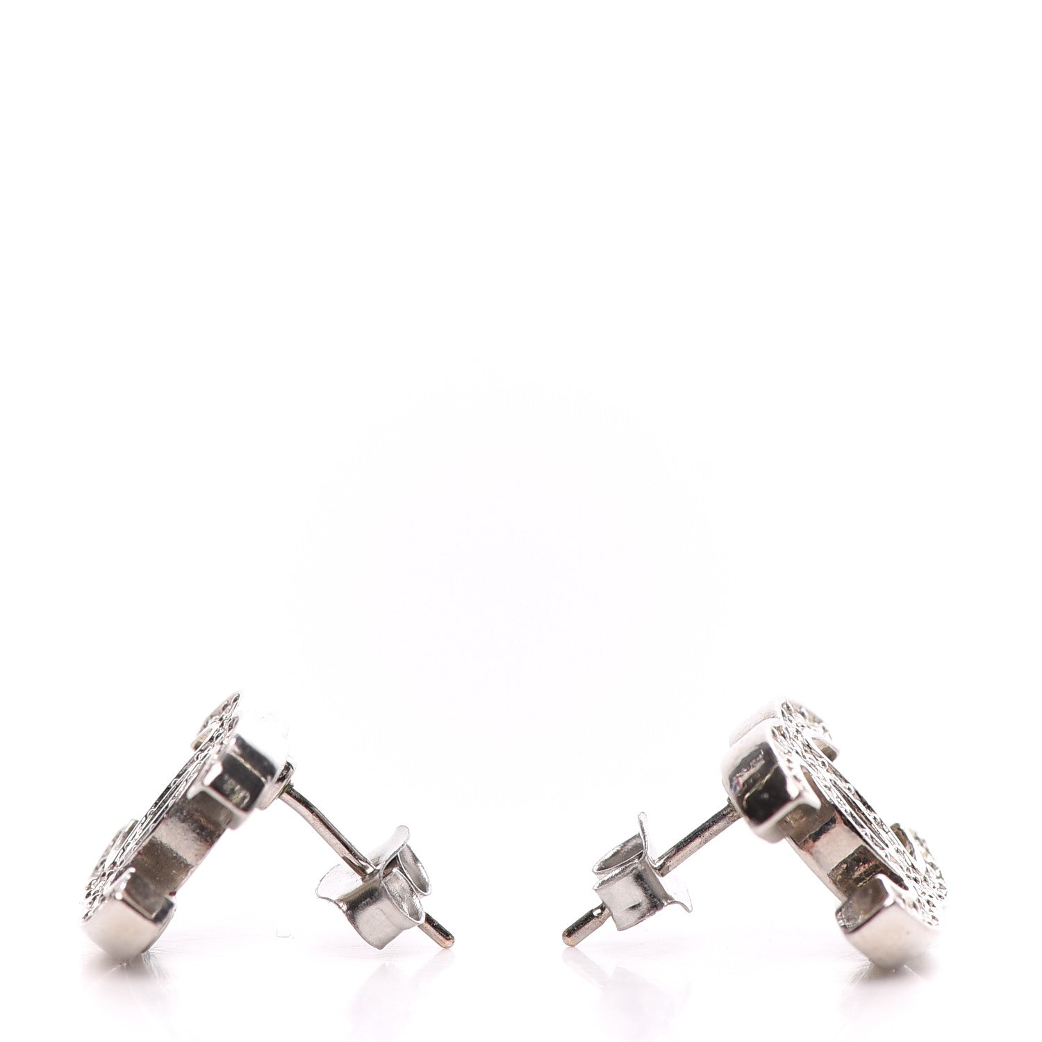 Chanel Crystal CC Earrings Silver 3 of 4