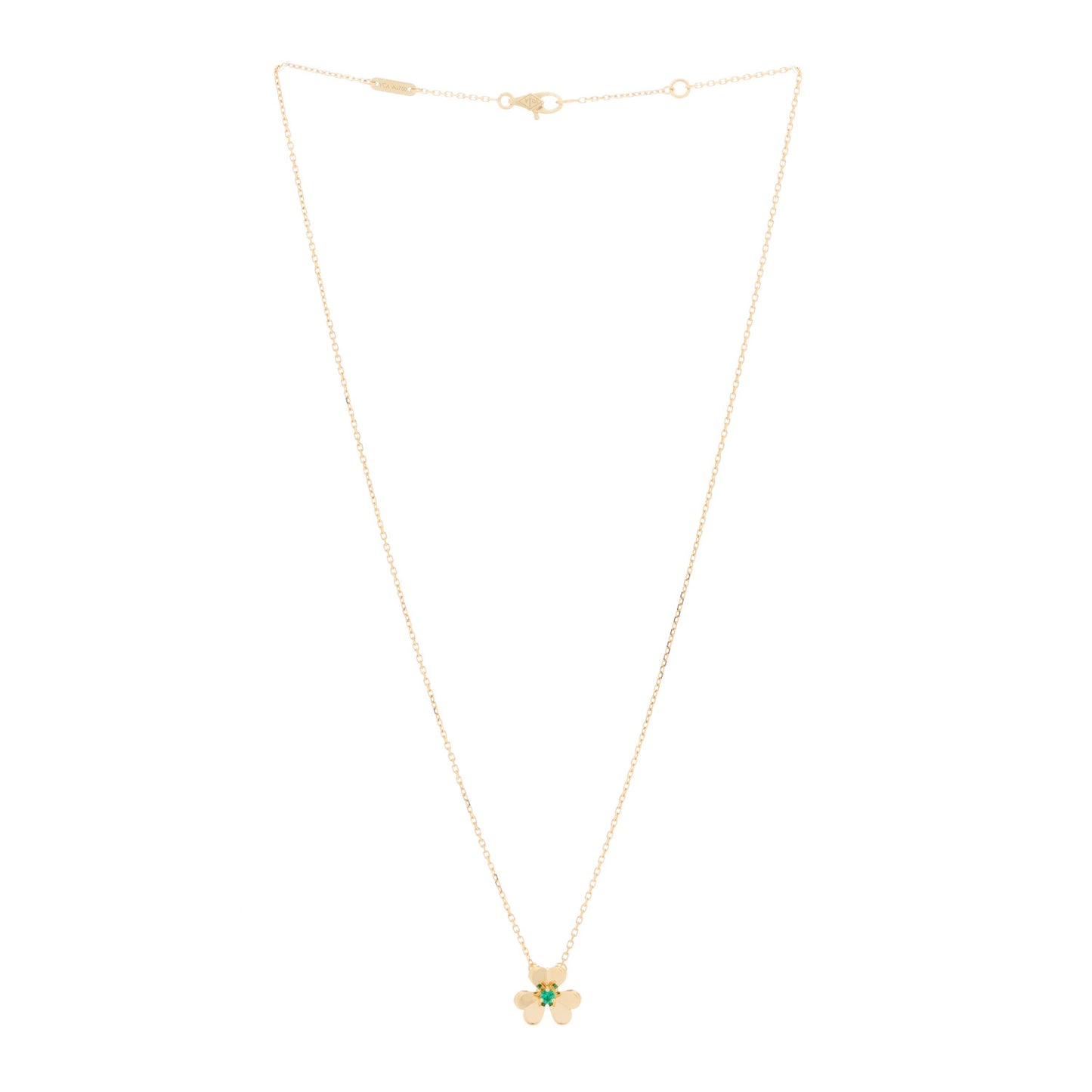 18K Yellow Gold Emerald Mini Frivole Pendant Necklace