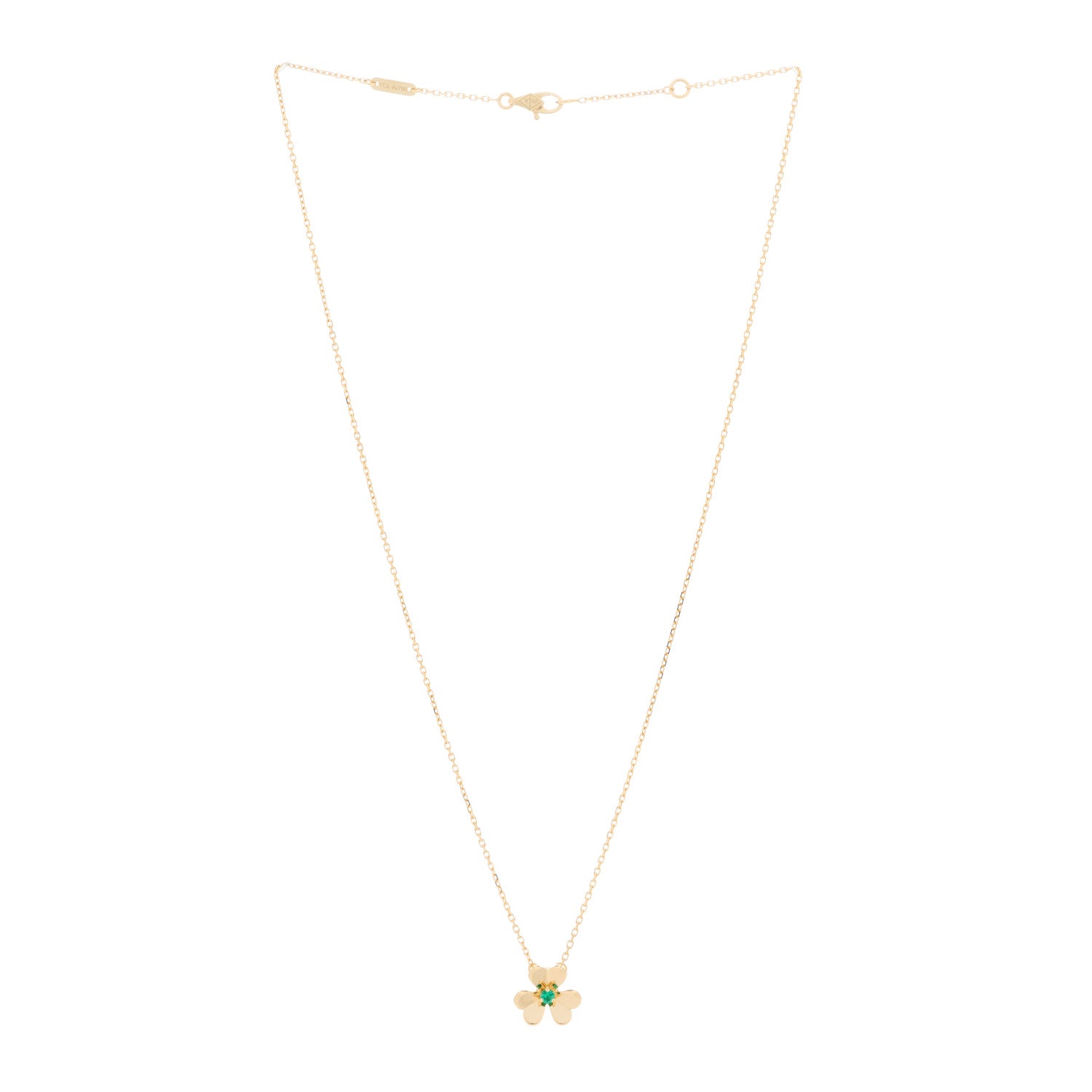 Van Cleef & Arpels 18K Yellow Gold Emerald Mini Frivole Pendant Necklace 2 of 4
