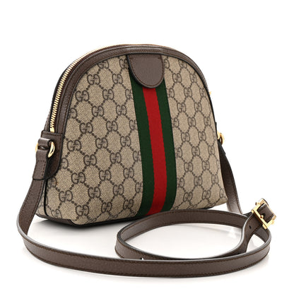 Gucci GG Supreme Monogram Textured Dollar Calfskin Web Small Ophidia Dome Shoulder Bag Beige Ebony New Acero 3 of 12