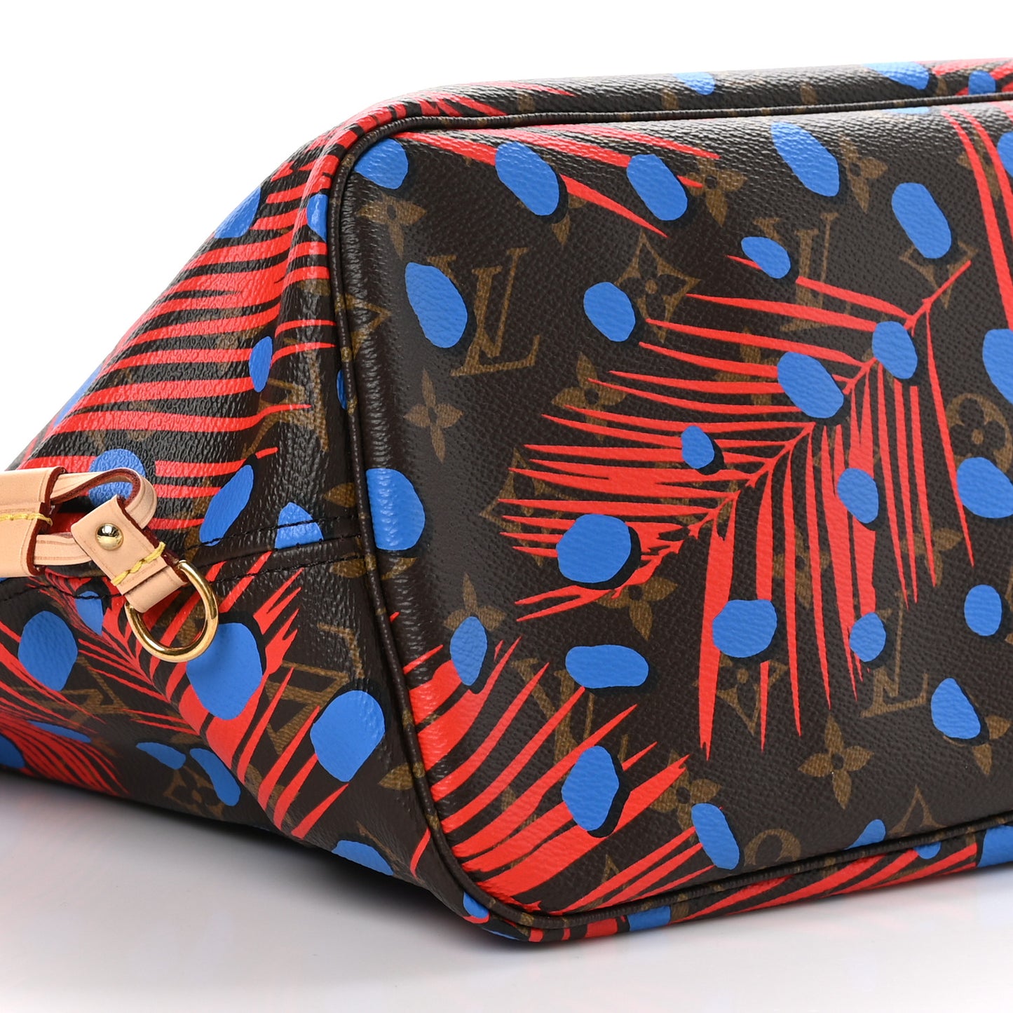 Monogram Jungle Dots Neo Neverfull MM Coquelicot Denim