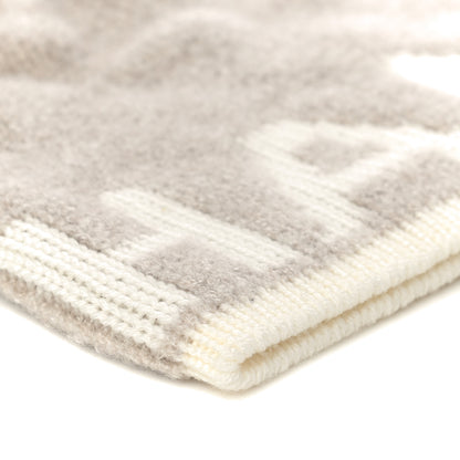 Chanel Cashmere Wool Silk Logo Beanie Hat Beige White 7 of 9