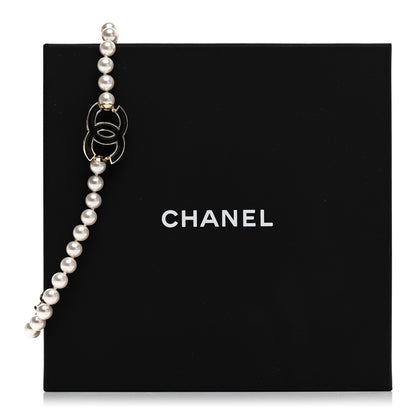 Chanel Pearl Resin CC Choker Necklace Gold White Black 6 of 6