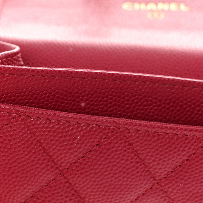 Chanel Caviar Quilted Flap Card Holder Wallet Dark Pink 10 of 19