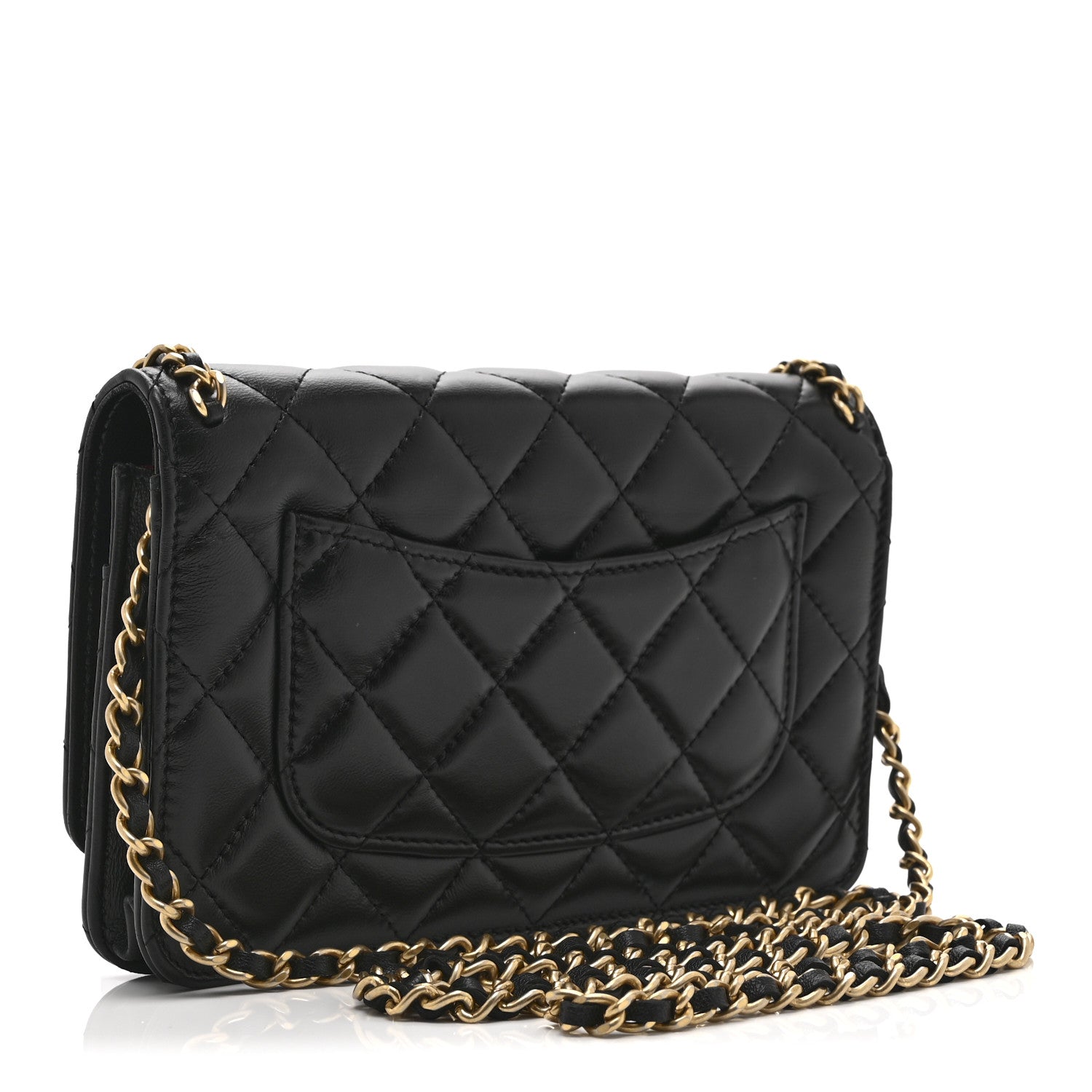 Chanel Lambskin Quilted Chain Around Wallet On Chain WOC Black 3 of 11