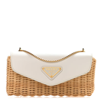 Prada Midollino City Calfskin Mini Bag Naturale White 1 of 11