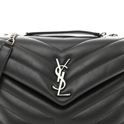 Saint Laurent Calfskin Y Quilted Monogram Small Loulou Chain Satchel Grey Khaki 9 of 11