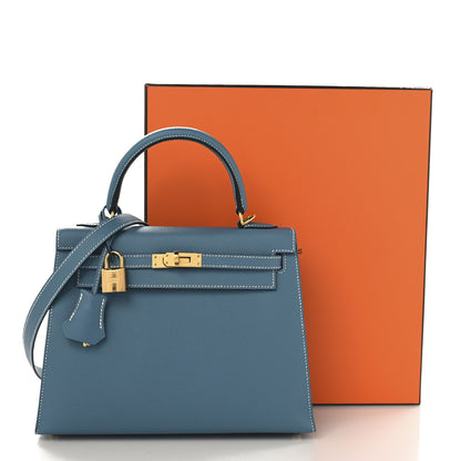 Hermes Epsom Kelly Sellier 25 New Blue Jean 11 of 11