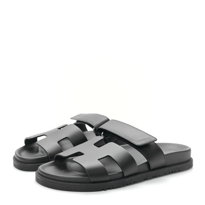 Hermes Calfskin Womens Chypre Sandals 38 Black 3 of 8