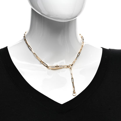Hermes 18K Yellow Gold Diamond Pave PM Kelly Chaine Lariat Necklace ST 2 of 5