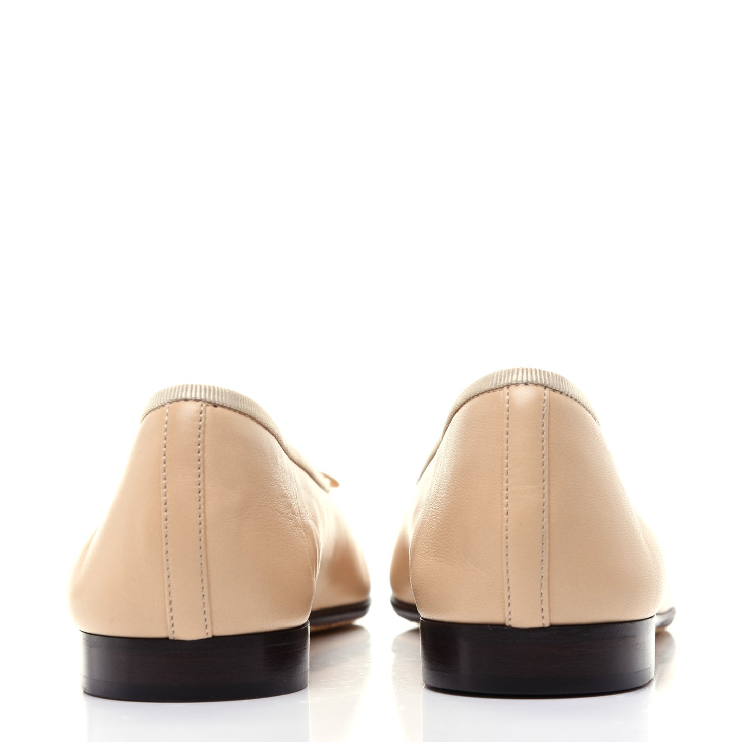 Lambskin CC Cap Toe Ballerina Flats 38 Beige Black