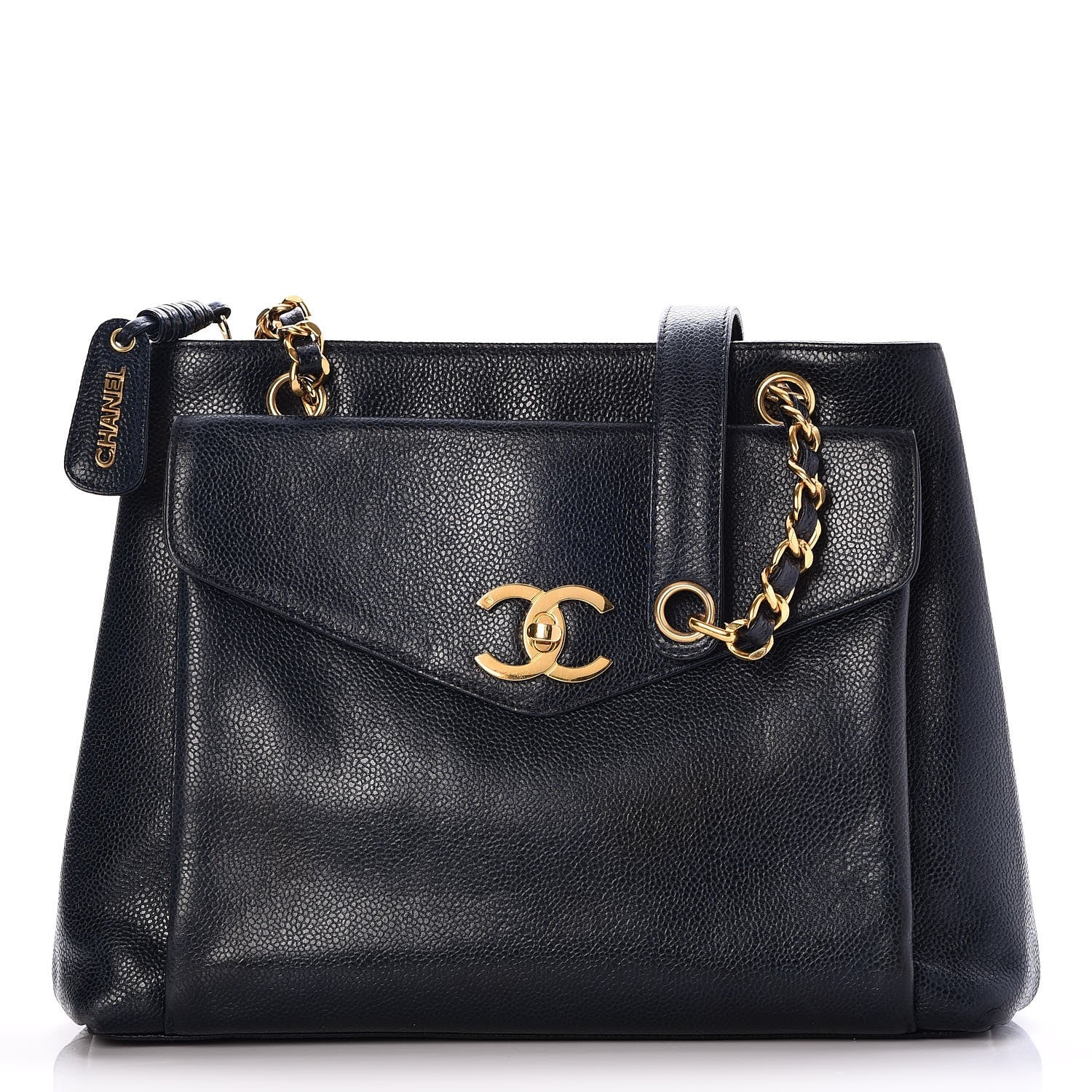 Chanel Caviar Flap Shoulder Bag Navy 1 of 8