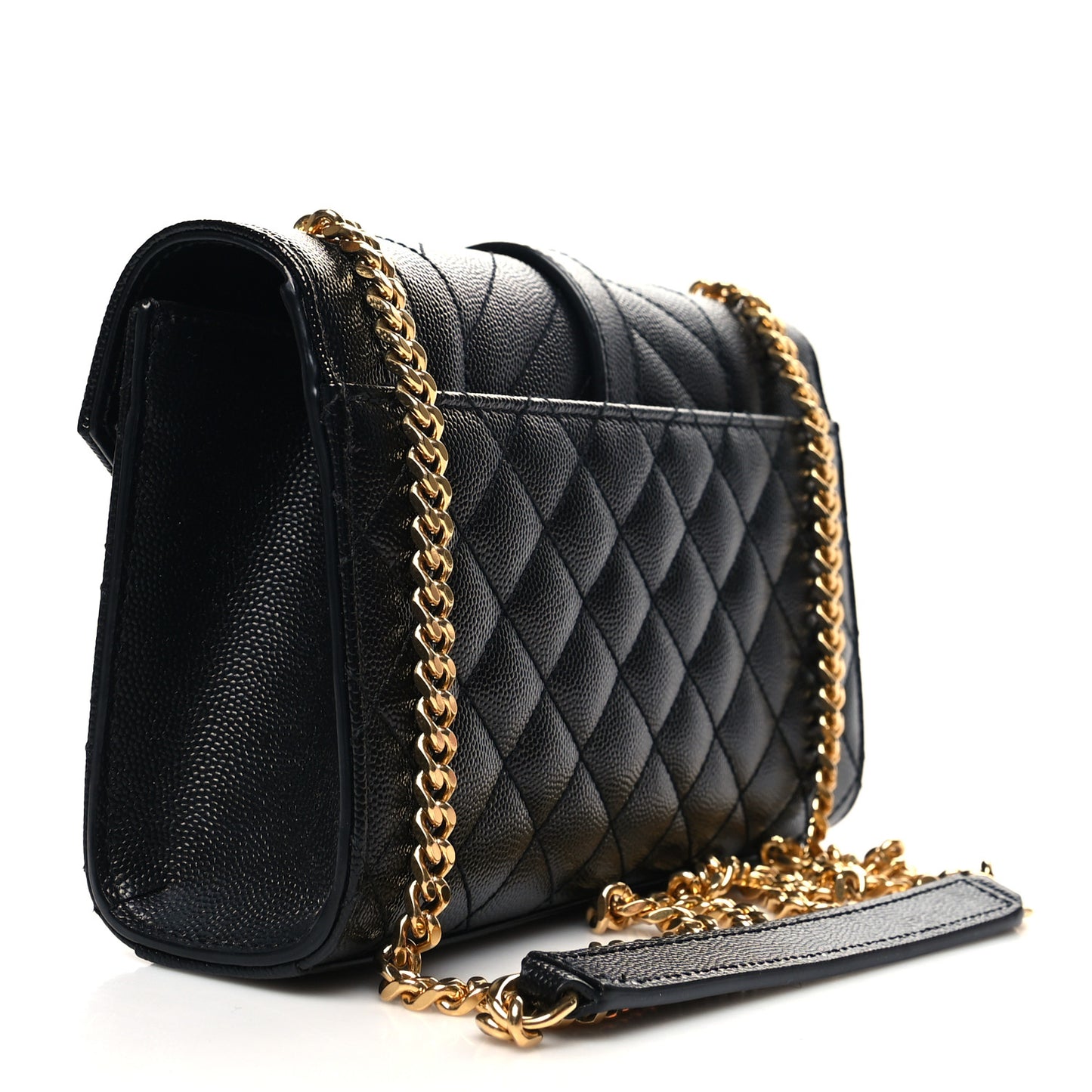 Grain De Poudre Textured Mixed Matelasse Triquilt Small Monogram Satchel Black