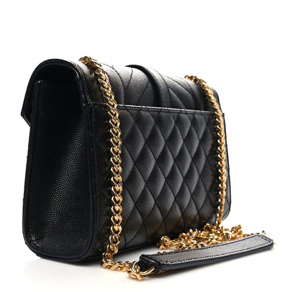 Saint Laurent Grain De Poudre Textured Mixed Matelasse Triquilt Small Monogram Satchel Black 3 of 11