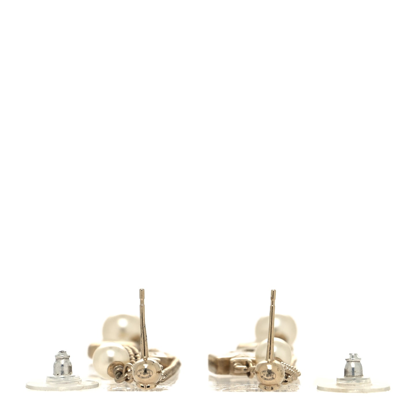 Pearl CC Charm Drop Earrings Gold