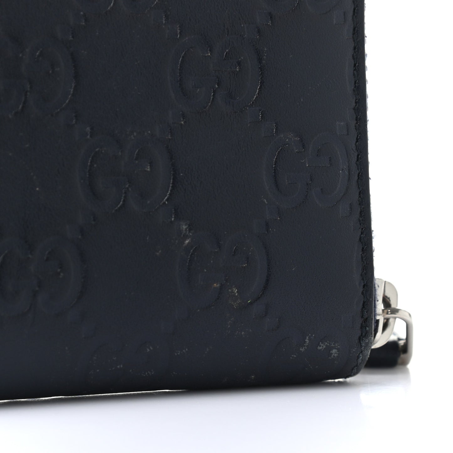 Guccissima Zip Around Card Case Blue