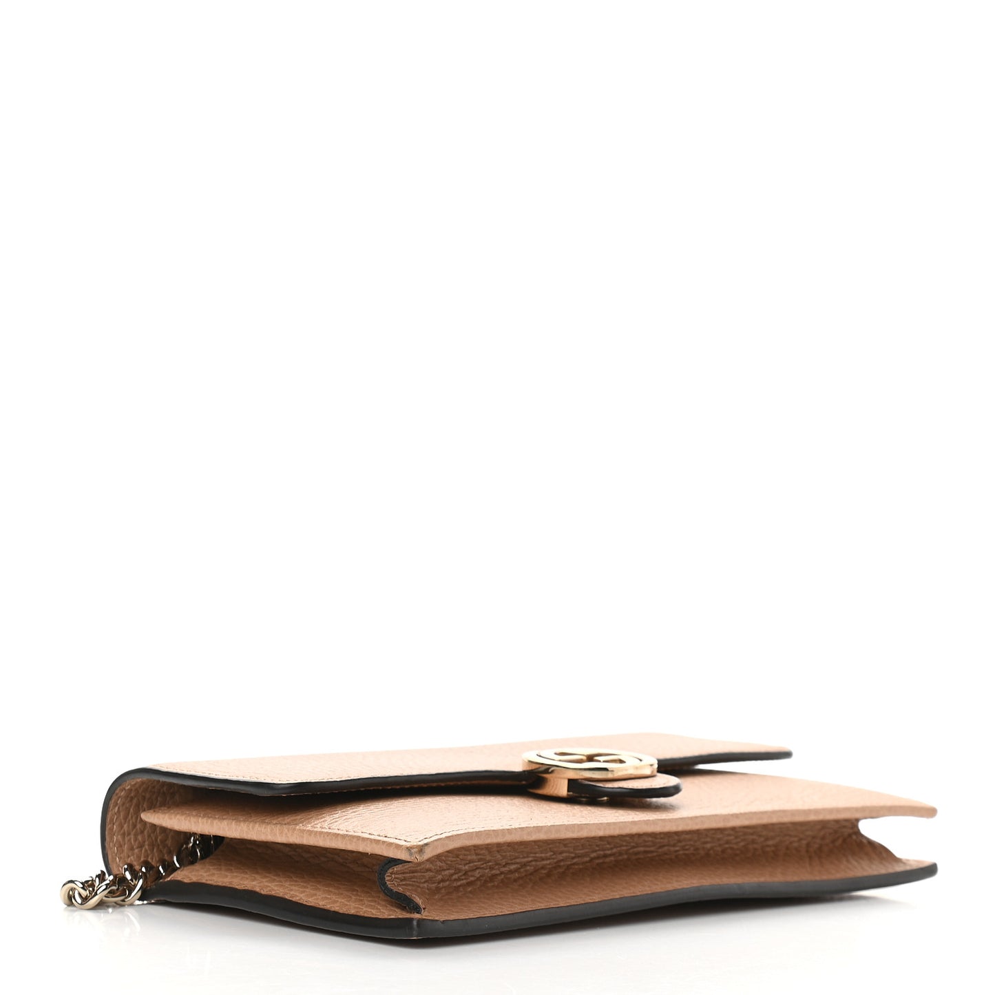 Dollar Calfskin Interlocking G Chain Wallet Camelia
