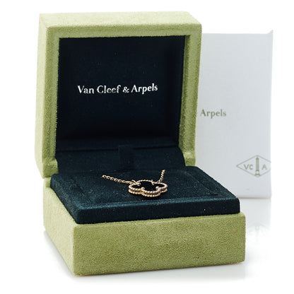 Van Cleef & Arpels 18K Yellow Gold Black Onyx Vintage Alhambra Pendant Necklace 6 of 6