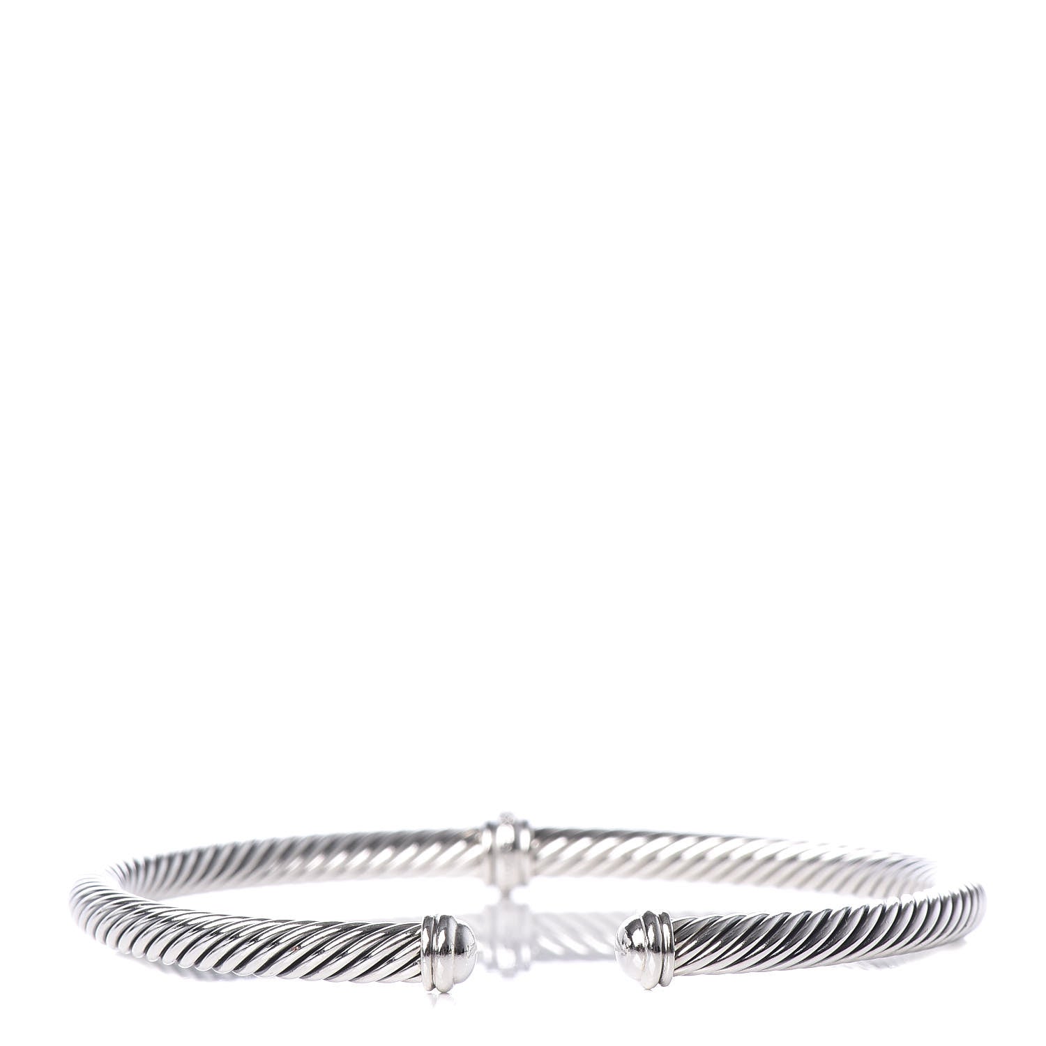 David Yurman Sterling Silver Diamond 4mm Cable Classics Single Station Bracelet 3 of 4