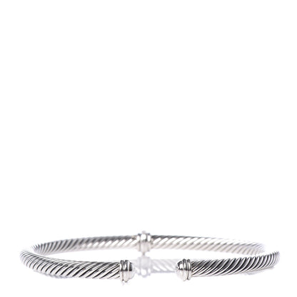 David Yurman Sterling Silver Diamond 4mm Cable Classics Single Station Bracelet 3 of 4