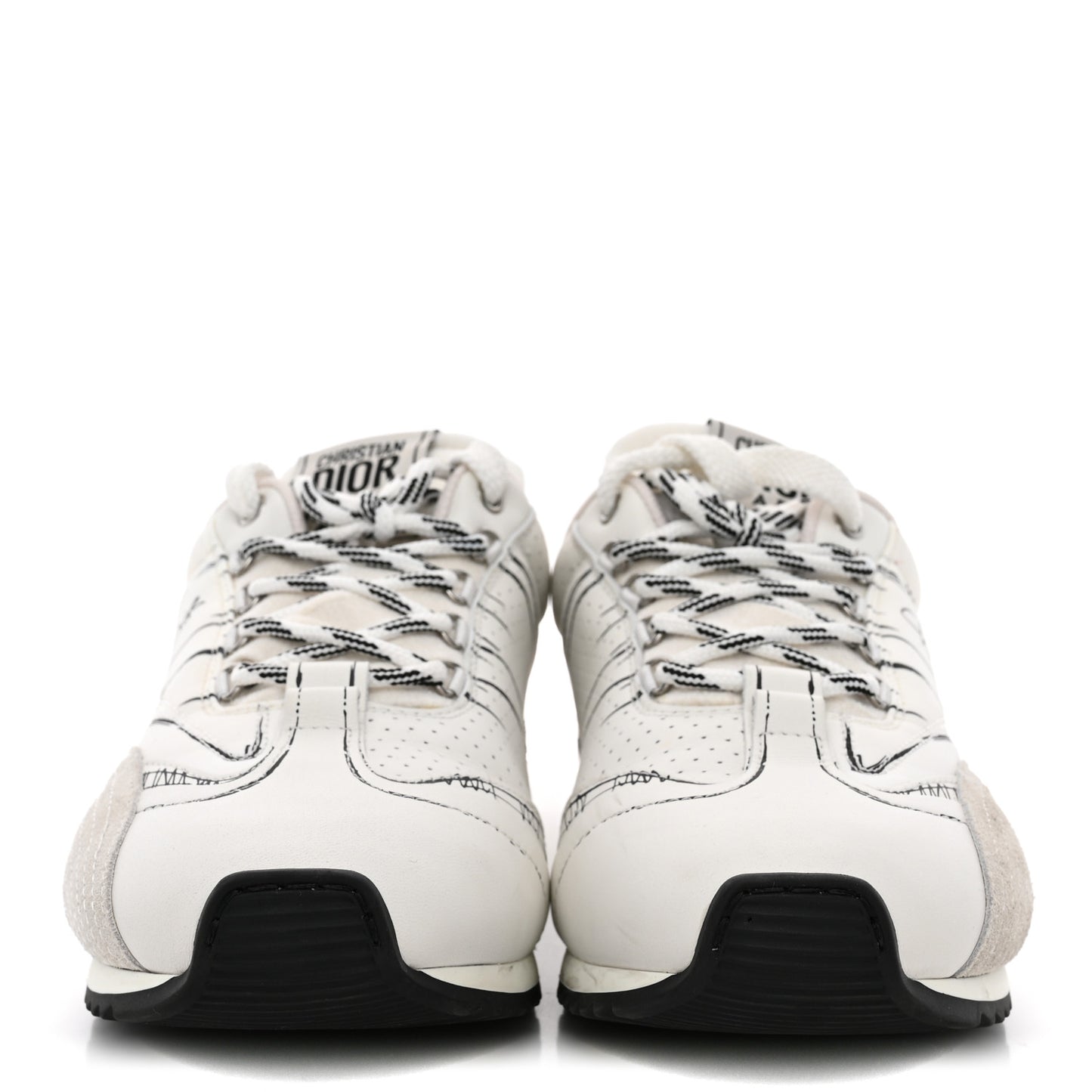 Calfskin Nylon Womens D-Sketch Sneakers 39 White