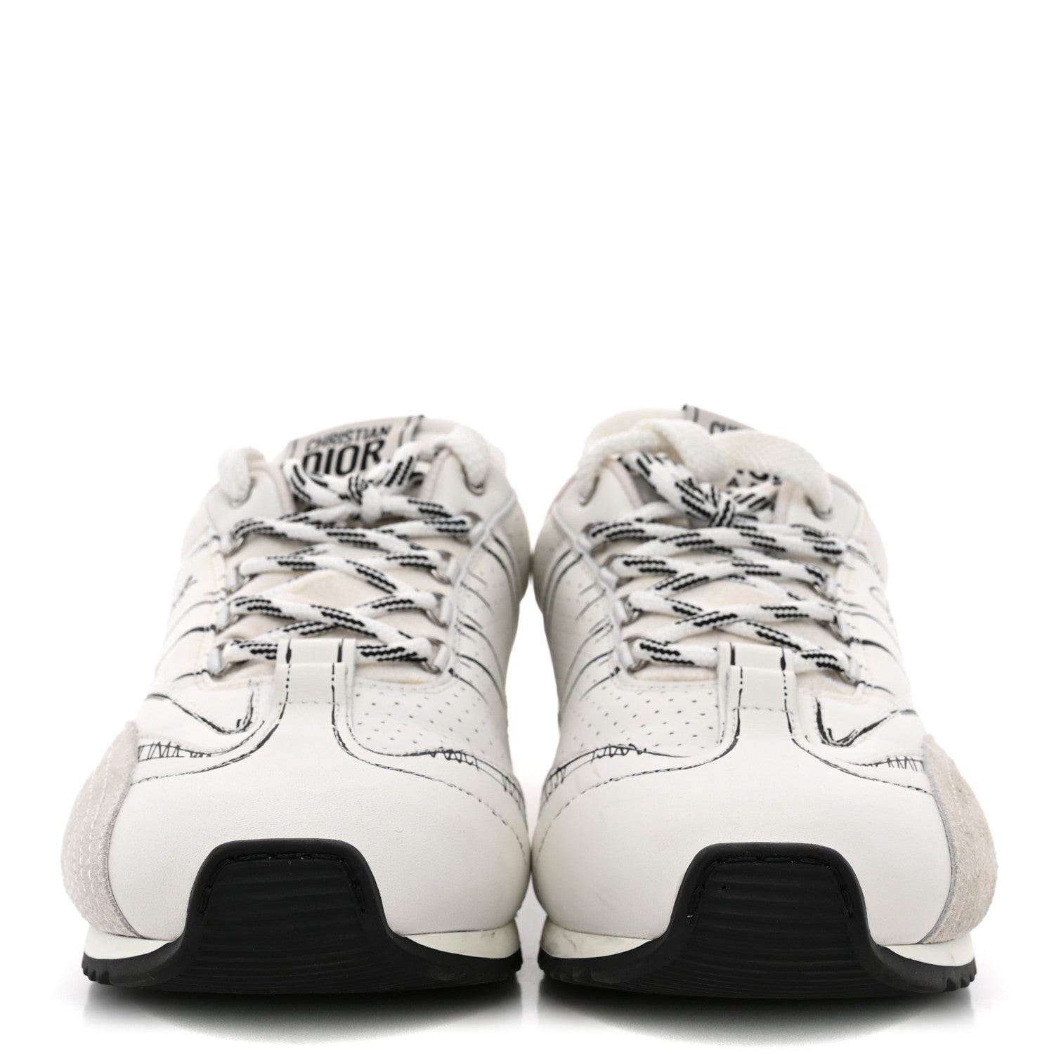 Christian Dior Calfskin Nylon Womens D-Sketch Sneakers 39 White 3 of 11