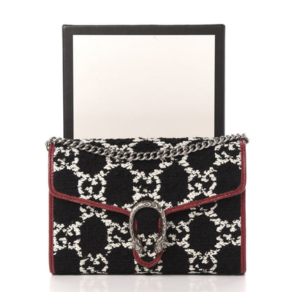 Gucci Tweed GG Monogram Mini Dionysus Chain Wallet Black White Romantic Cherry 11 of 11