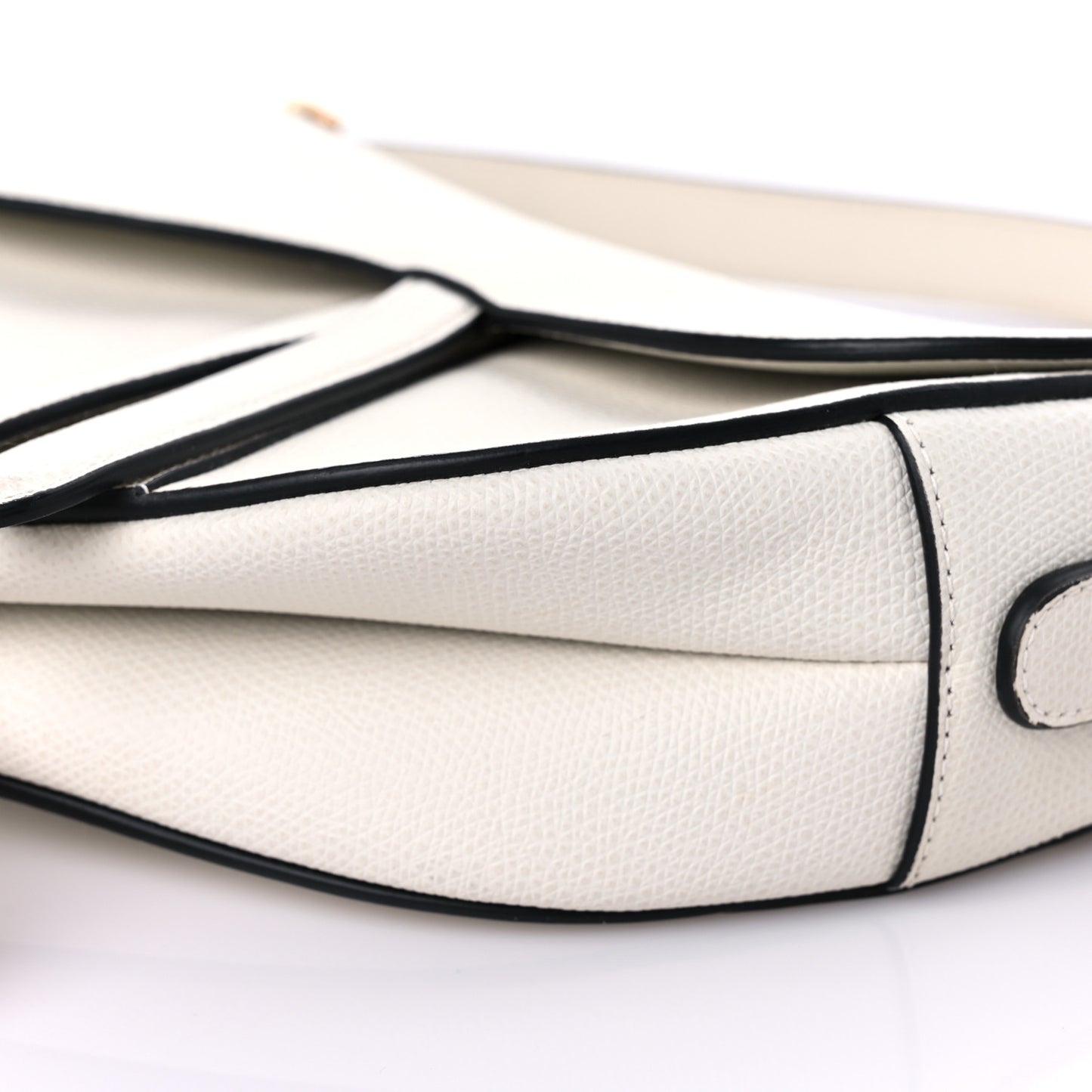 Grained Calfskin Saddle Bag White
