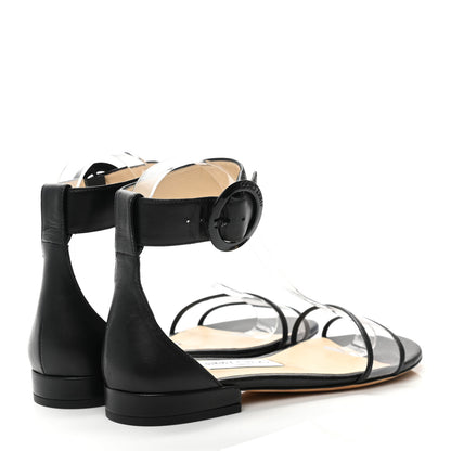 Jimmy Choo Nappa Plexi Jaimie Flat Sandals 35.5 Black 4 of 9