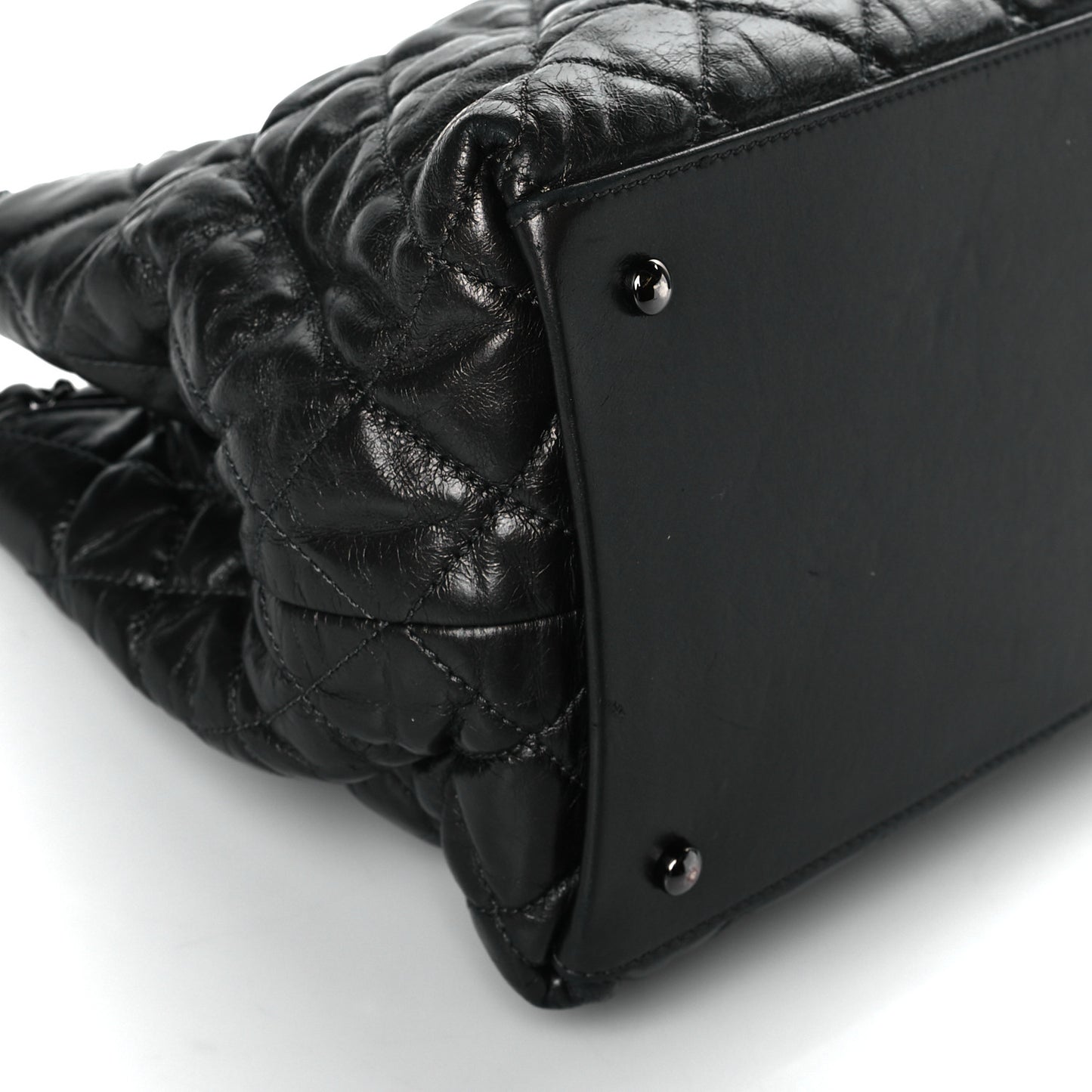 Metallic Aged Calfskin Quilted Small Chain Me Tote Dark Silver